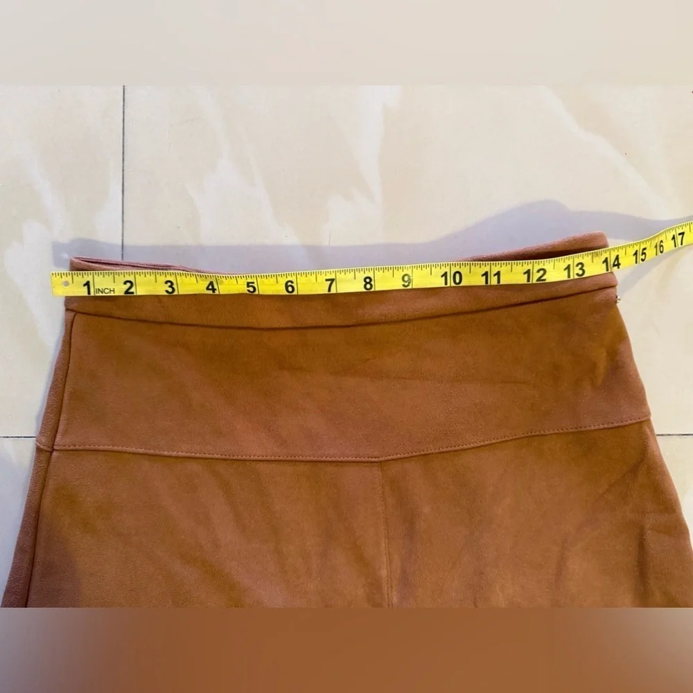 Girls Faux Suede kid chick Skirt brown zipper winter zipper 18 Y winter